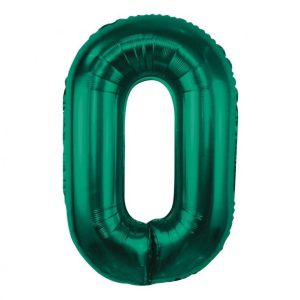 Zöld B&C Bottle Green 0-ás szám fólia lufi 85 cm