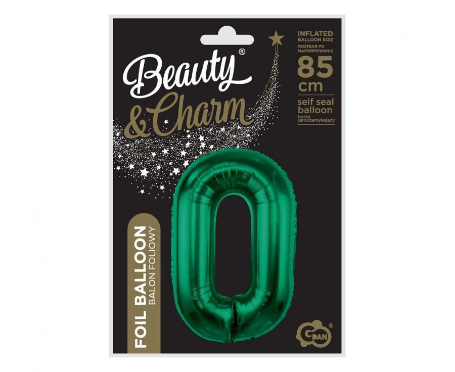 Zöld B&C Bottle Green 0-ás szám fólia lufi 85 cm - Image 2