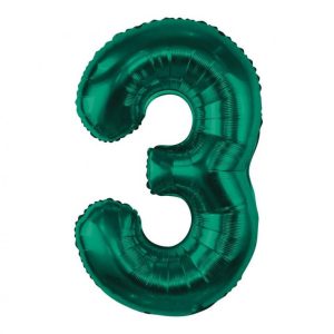 Zöld B&C Bottle Green 3-as szám fólia lufi 85 cm