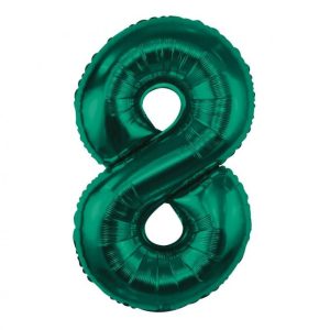 Zöld B&C Bottle Green 8-as szám fólia lufi 85 cm