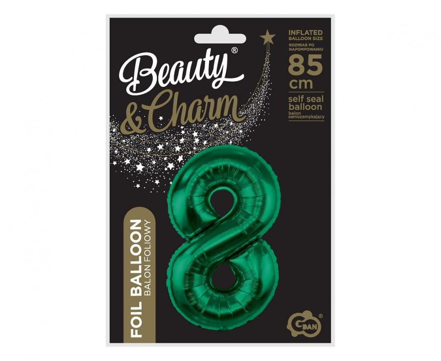 Zöld B&C Bottle Green 8-as szám fólia lufi 85 cm - Image 2