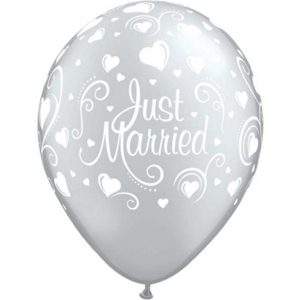 Esküvő Metallic Hearts léggömb, lufi 6 db-os 11 inch (28cm)
