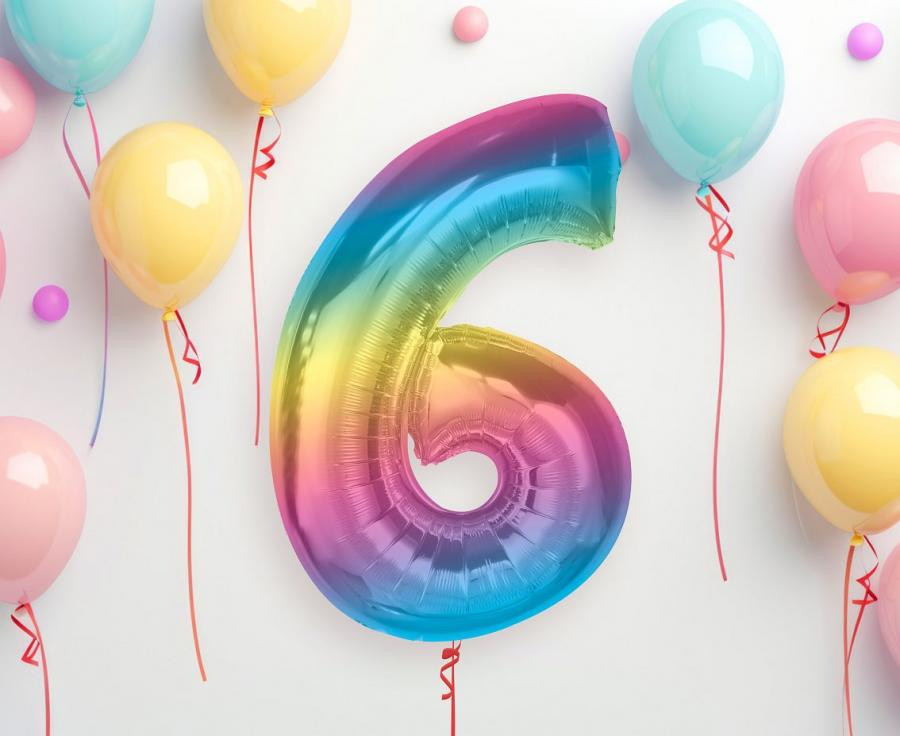 Színes 6-os Rainbow szám fólia lufi 92 cm - Image 2