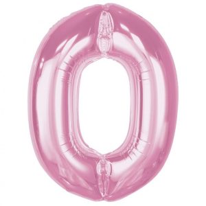Rózsaszín 0-ás Light Pink szám fólia lufi 92 cm