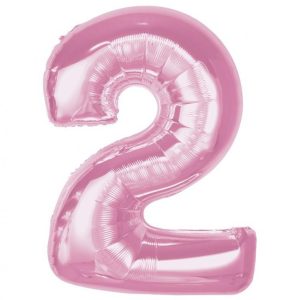 Rózsaszín 2-es Light Pink szám fólia lufi 92 cm