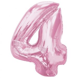 Rózsaszín 4-es Light Pink szám fólia lufi 92 cm