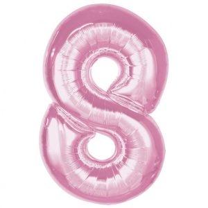 Rózsaszín 8-as Light Pink szám fólia lufi 92 cm