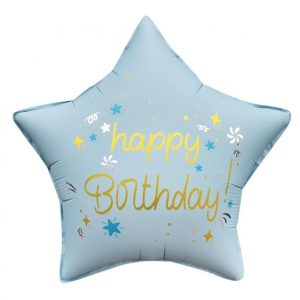 Happy Birthday Matt Blue csillag fólia lufi 44 cm
