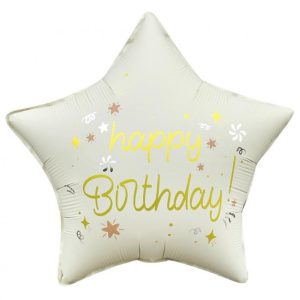 Happy Birthday Matt White csillag fólia lufi 44 cm