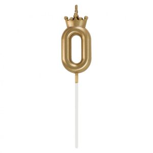 Arany Champagne Crown 0-ás számgyertya, tortagyertya 6 cm