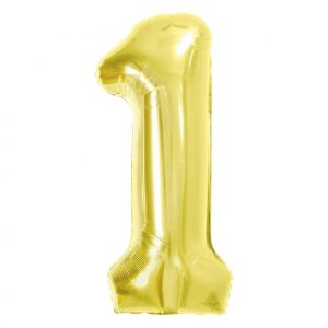 Arany 1-es Light Gold szám fólia lufi 85 cm