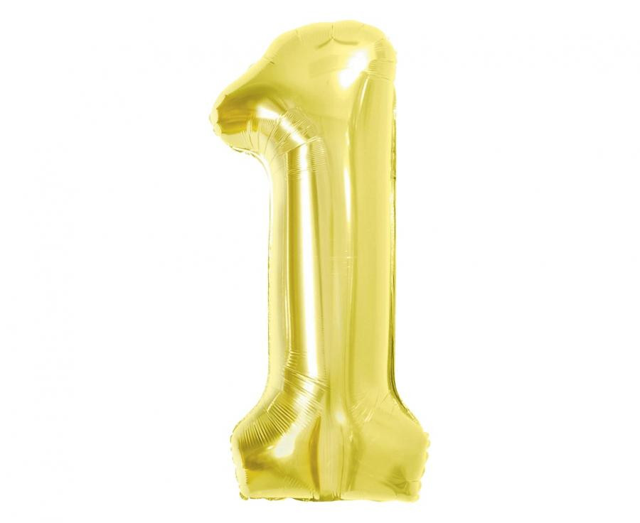 Arany 1-es Light Gold szám fólia lufi 85 cm