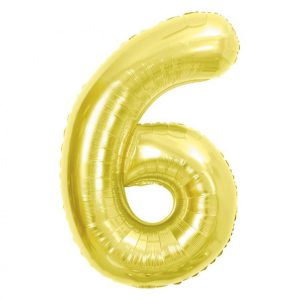 Arany 6-os Light Gold szám fólia lufi 85 cm