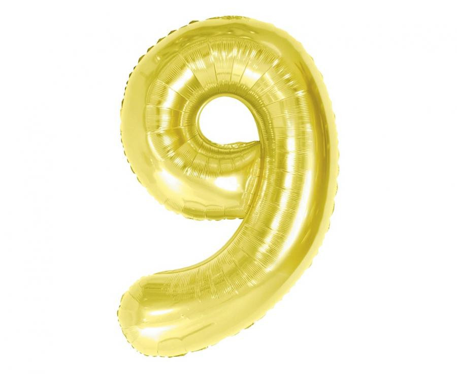 Arany 9-es Light Gold szám fólia lufi 85 cm