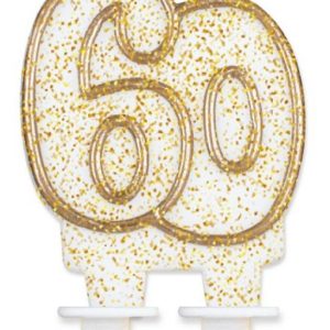 Arany csillámos 60-as Gold tortagyertya, számgyertya
