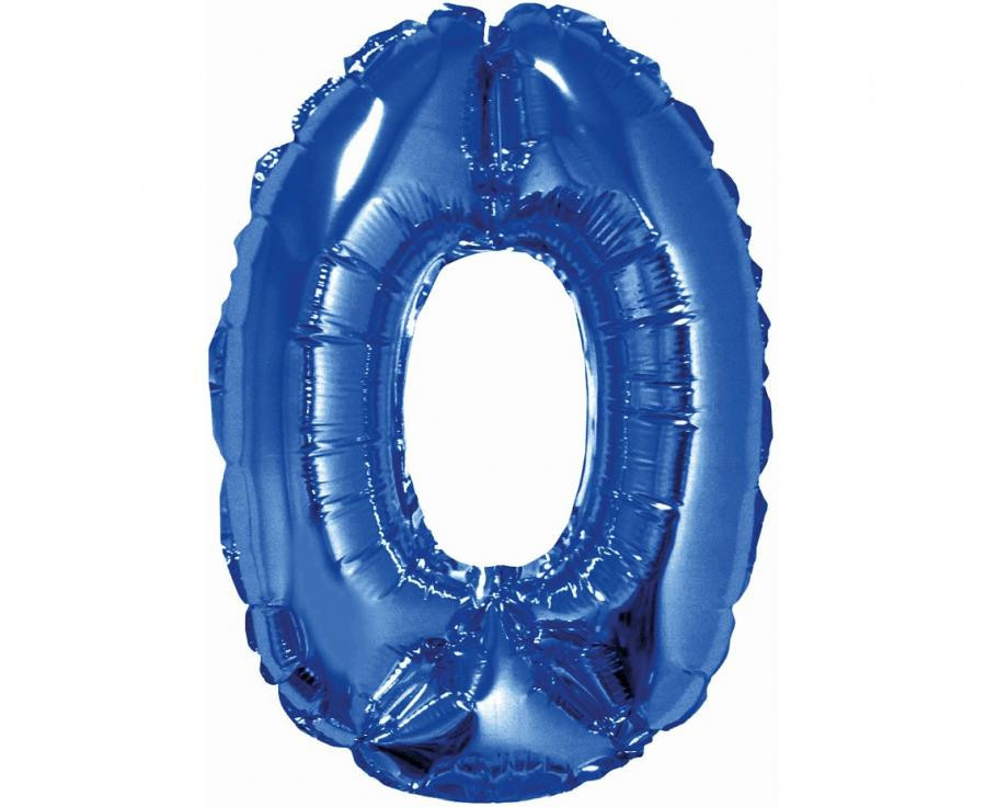 Kék Blue 0-ás mini szám fólia lufi 35 cm