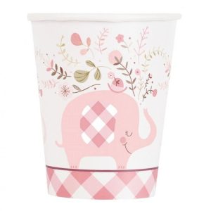 Rózsaszín Elefánt Floral papír pohár 8 db-os 266 ml