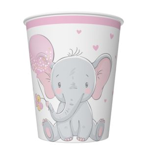 Baby elefánt Pink Balloon papír pohár 8 db-os 250 ml
