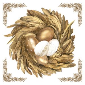 Húsvét Golden Eggs in Nest szalvéta 20 db-os 33x33 cm