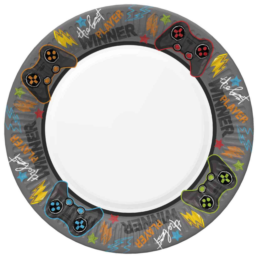 Gamer Joystick papírtányér 8 db-os 22,7 cm