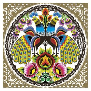 Állatos Folk Peacocks Gold szalvéta 20 db-os 33x33 cm