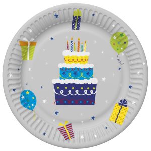 Happy Birthday Gifts and Garlands papírtányér 8 db-os 18 cm