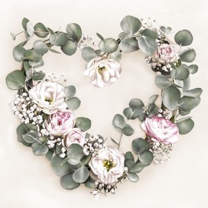 Szív Eucalyptus Wreath szalvéta 20 db-os 33x33 cm