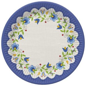 Hímzés Folk papírtányér 8 db-os 22,7 cm