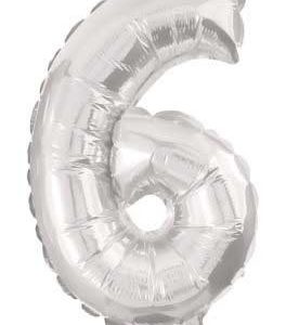 Mini 6-os Silver szám Fólia lufi 35 cm