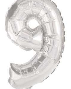 Mini 9-es szám Silver Fólia lufi 35 cm