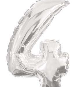 Óriás 4-es Silver szám Fólia lufi 85 cm