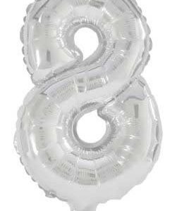 Óriás 8-as Silver szám fólia lufi 85 cm