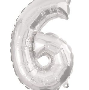 Ezüst Silver 6-os szám fólia lufi 95 cm