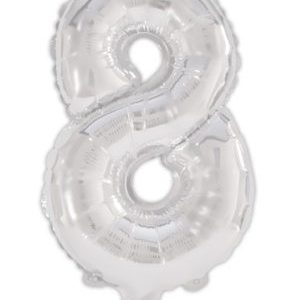 Ezüst Silver 8-as szám fólia lufi 95 cm