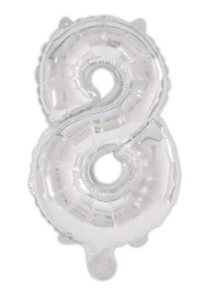 Ezüst Silver 8-as szám fólia lufi 95 cm