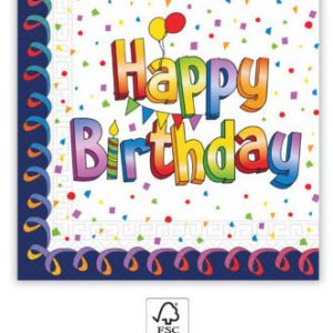 Happy Birthday Multicolor szalvéta 20 db-os 33x33 cm FSC
