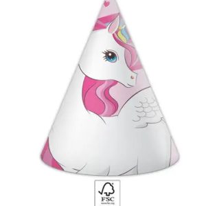 Unikornis Rainbow Colors parti kalap, csákó 6 db-os FSC