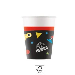 Gaming Party papír pohár 8 db-os 200 ml FSC