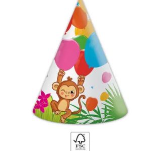 Dzsungel Balloons parti kalap, csákó 6 db-os FSC