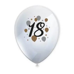 Happy Birthday 18 Milestone léggömb, lufi 6 db-os 11 inch (27,5 cm)