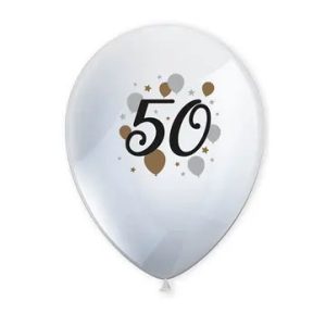 Happy Birthday 50 Milestone léggömb, lufi 6 db-os 11 inch (27,5 cm)