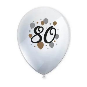 Happy Birthday 80 Milestone léggömb, lufi 6 db-os 11 inch (27,5 cm)