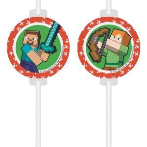 Minecraft Green papír szívószál, 4 db-os szett FSC