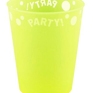Yellow Fluorescent, Sárga micro prémium műanyag pohár 250 ml