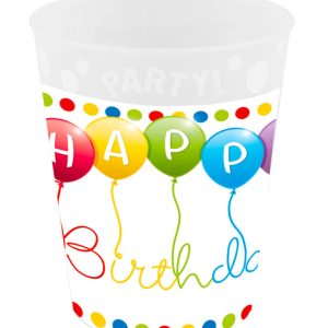 Happy Birthday Streamers micro prémium műanyag pohár 250 ml
