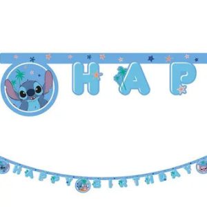 Disney Lilo és Stitch, A csillagkutya Angel Happy Birthday felirat FSC 2 m