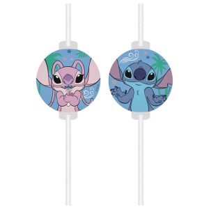 Disney Lilo és Stitch, A csillagkutya Angel papír szívószál, 4 db-os szett FSC