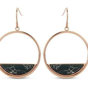 Victoria Rose gold színű fekete mintás fülbevaló