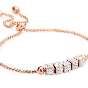 Victoria Rose gold színű fehér köves kocka karkötő