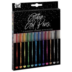 Színes Craft csillámos zselés toll szett 12 db-os